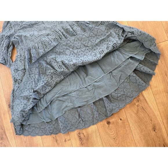 SUNDANCE L Jasmine eyelet lace Blue cottage core plus size ruffle crochet dress - Picture 5 of 11